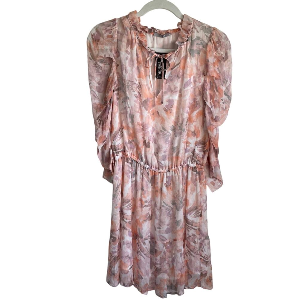 Tart Mini Dress NWT Sz XS Pippa Brushstroke Petals Ruffled Neck Tiered Fairycore - Picture 2 of 14